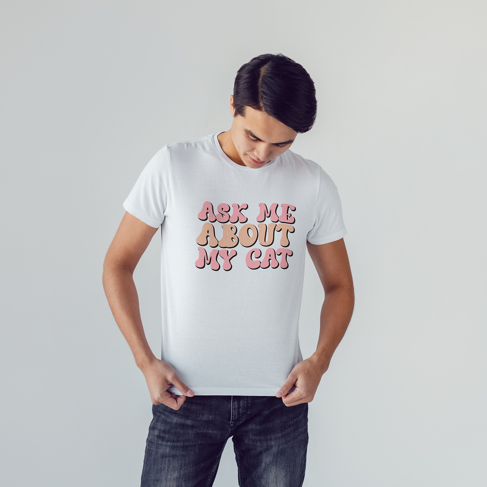 Seek Buy Love All About Cats Unisex Regular Tee (White)