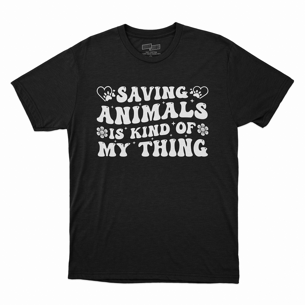 Seek Buy Love Animal Saviours Unisex Regular Tee (Black)