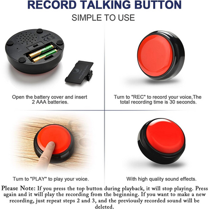 Pet Vogue Voice Recording Interactive Button for Dogs & Cats (Red)