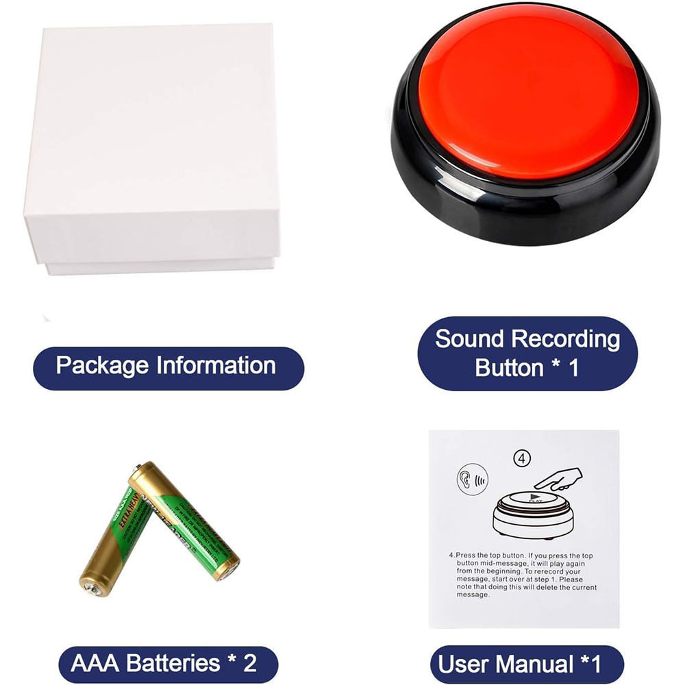 Pet Vogue Voice Recording Interactive Button for Dogs & Cats (Red)