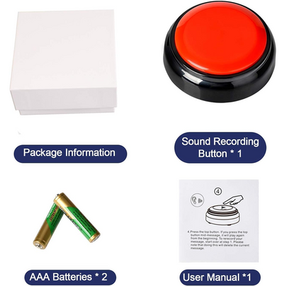 Pet Vogue Voice Recording Interactive Button for Dogs & Cats (Red)
