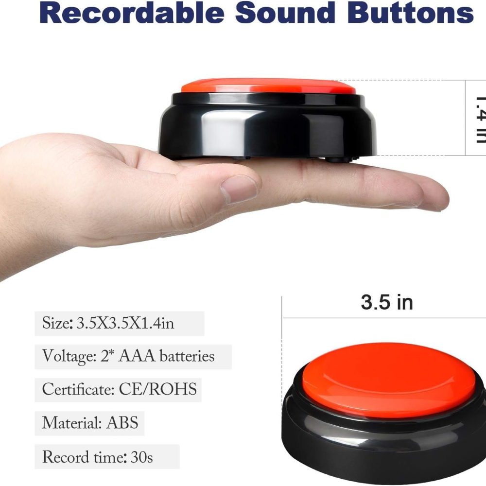 Pet Vogue Voice Recording Interactive Button for Dogs & Cats (Red)