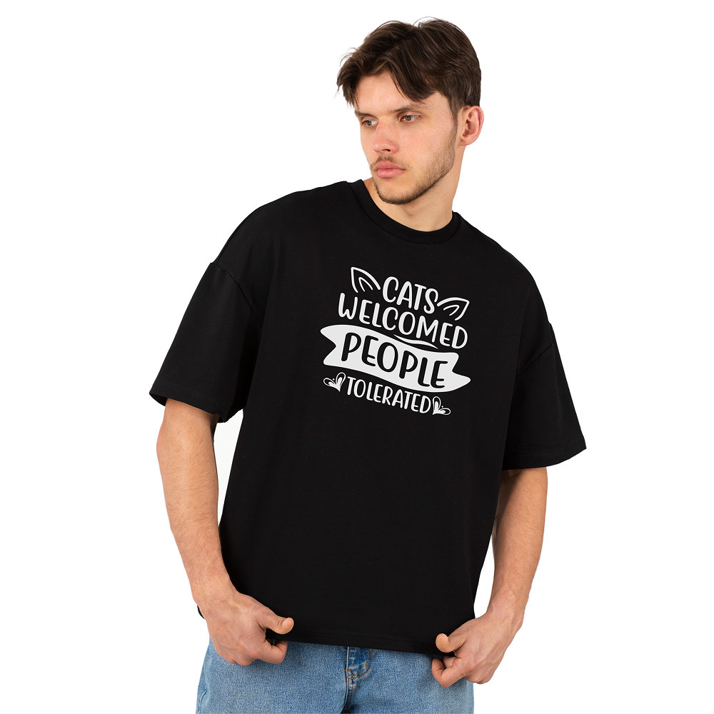 Seek Buy Love Cats Welcomed, People Tolerated Oversized Tee