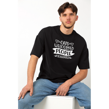 Seek Buy Love Cats Welcomed, People Tolerated Oversized Tee
