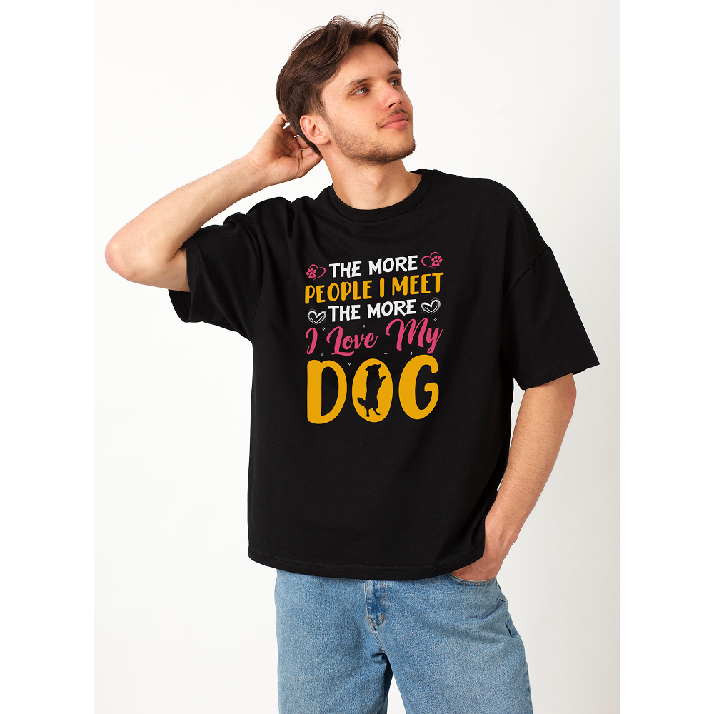 Seek Buy Love Dogs Over Humans Oversized Tee (Black)