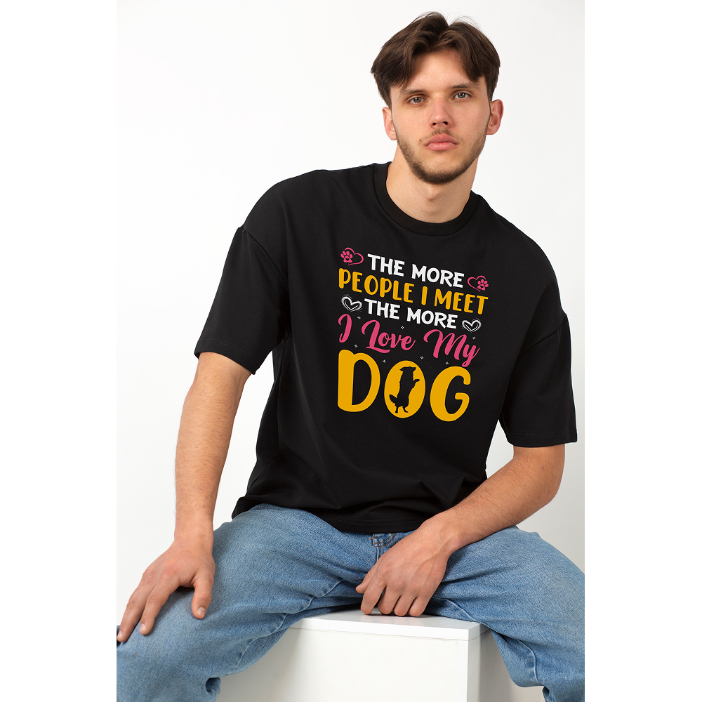 Seek Buy Love Dogs Over Humans Oversized Tee (Black)