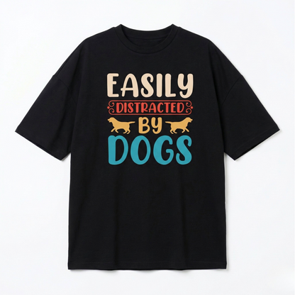 Seek Buy Love Easily Distracted by Dogs Oversized Tee (Black)