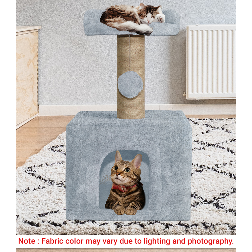 Furrlovers Soft Fur Condo Cat Tree with Sisal/Jute Scratching Post & Hanging Ball