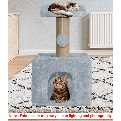 Furrlovers Soft Fur Condo Cat Tree with Sisal/Jute Scratching Post & Hanging Ball