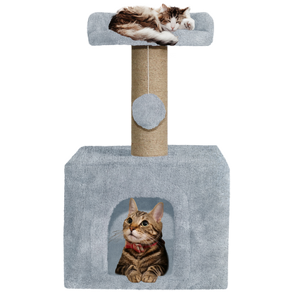 Furrlovers Soft Fur Condo Cat Tree with Sisal/Jute Scratching Post & Hanging Ball