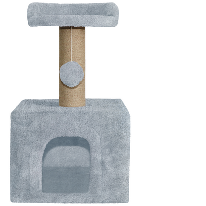 Furrlovers Soft Fur Condo Cat Tree with Sisal/Jute Scratching Post & Hanging Ball