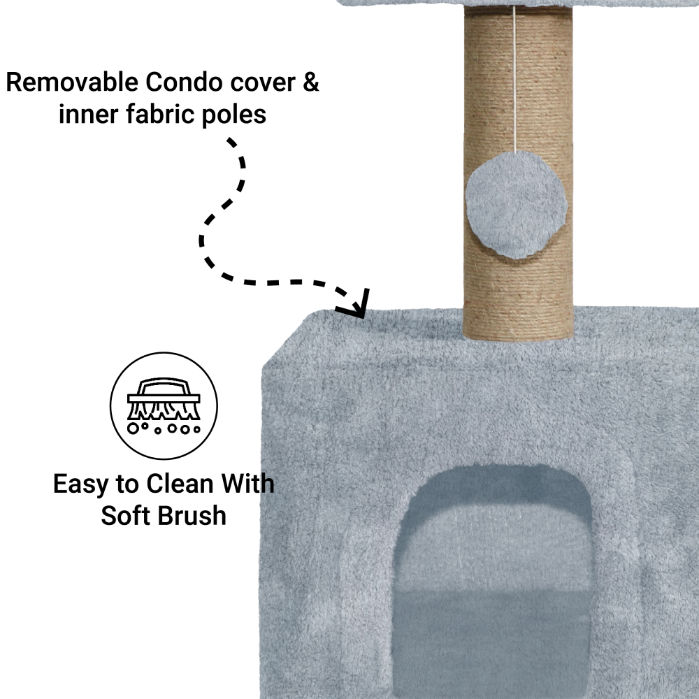 Furrlovers Soft Fur Condo Cat Tree with Sisal/Jute Scratching Post & Hanging Ball