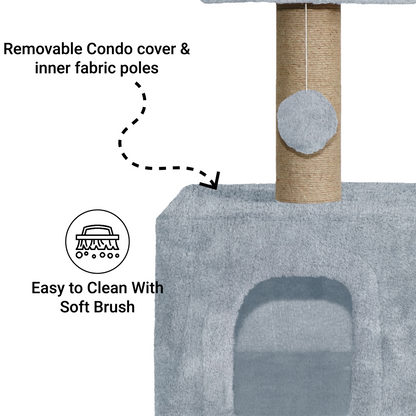 Furrlovers Soft Fur Condo Cat Tree with Sisal/Jute Scratching Post & Hanging Ball