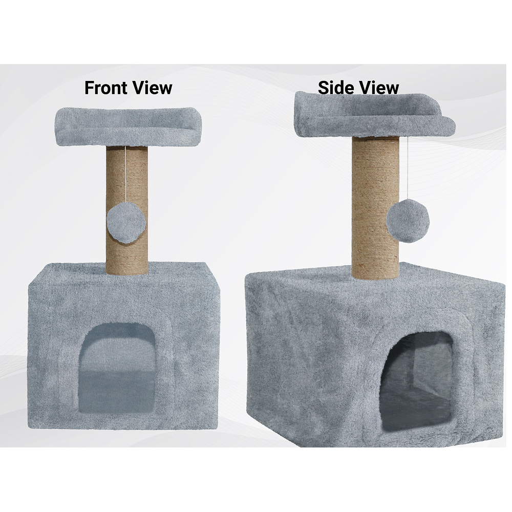 Furrlovers Soft Fur Condo Cat Tree with Sisal/Jute Scratching Post & Hanging Ball