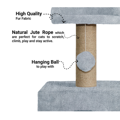 Furrlovers Soft Fur Condo Cat Tree with Sisal/Jute Scratching Post & Hanging Ball
