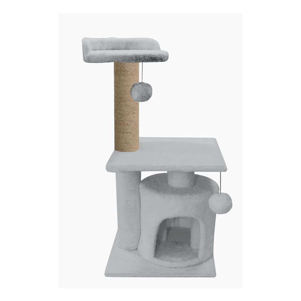 Furrlovers 2 Floor Soft Fur Scratching Post & Cat Tree with Natural Sisal Rope