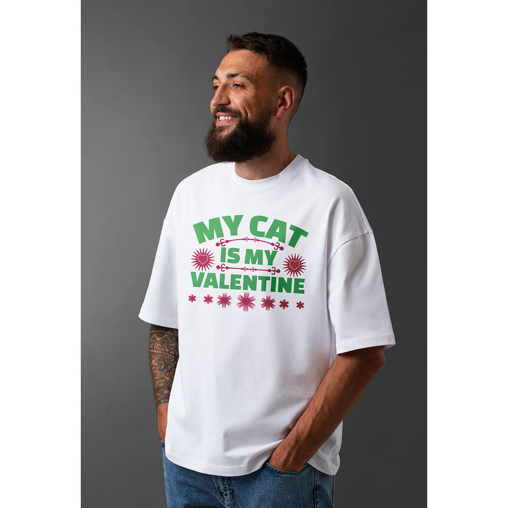 Seek Buy Love My Cat is My Valentine Oversized Tee
