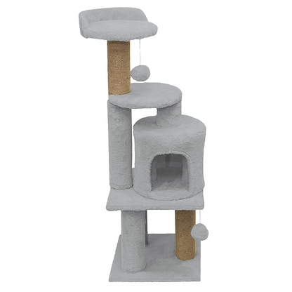 Furrlovers 3 Floor Soft Fur Scratching Post & Cat Tree with Natural Sisal Rope