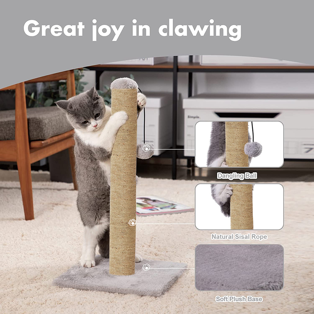 Furrlovers Cat & Kitten Scratching Post Tree with Hammock, Toy & Jute Rope (Grey)