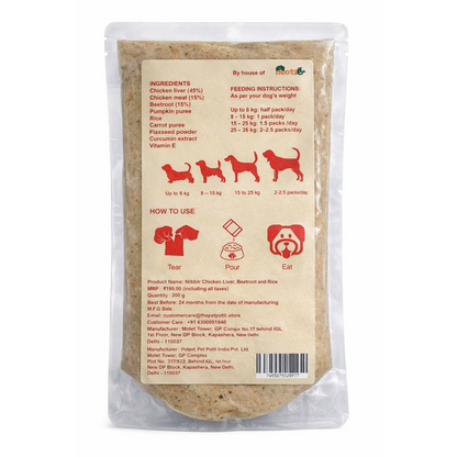 Nibblr By Nootie Wholesome Chicken Liver Beetroot & Rice Ready to Eat Meal Dog Wet Food