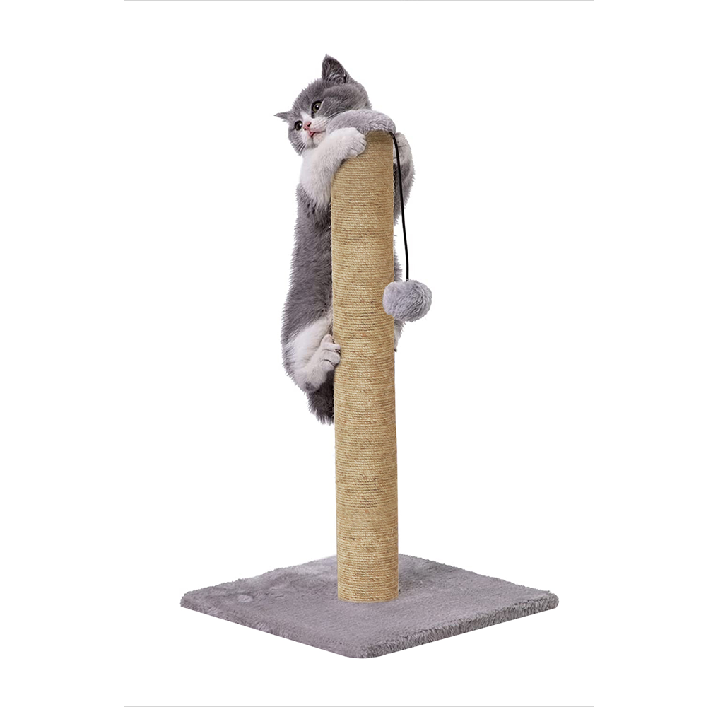Furrlovers Cat & Kitten Scratching Post Tree with Hammock, Toy & Jute Rope (Grey)