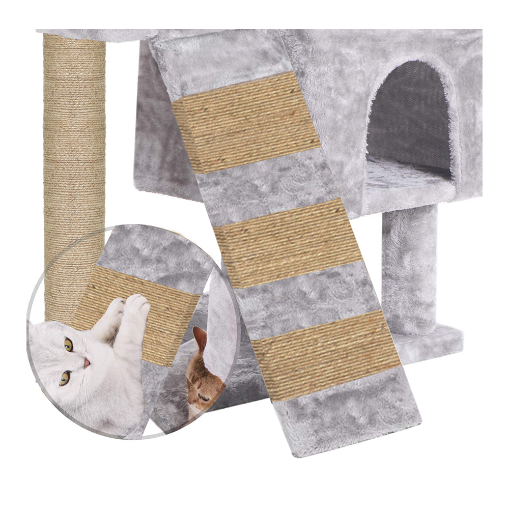 Furrlovers Kitten Cat Tree Scratching Post with Ladder, Condo & Jute Rope (Grey)