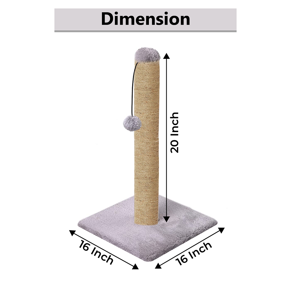 Furrlovers Cat & Kitten Scratching Post Tree with Hammock, Toy & Jute Rope (Grey)