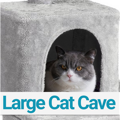 Furrlovers Multi Level Plush Cat Tree with Jute Scratching Posts & 2 Condos (Grey)