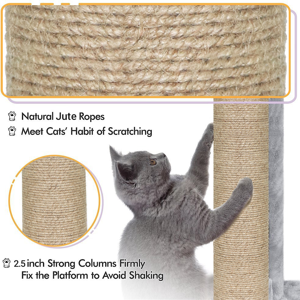 Furrlovers Multi Level Plush Cat Tree with Jute Scratching Posts & 2 Condos (Grey)