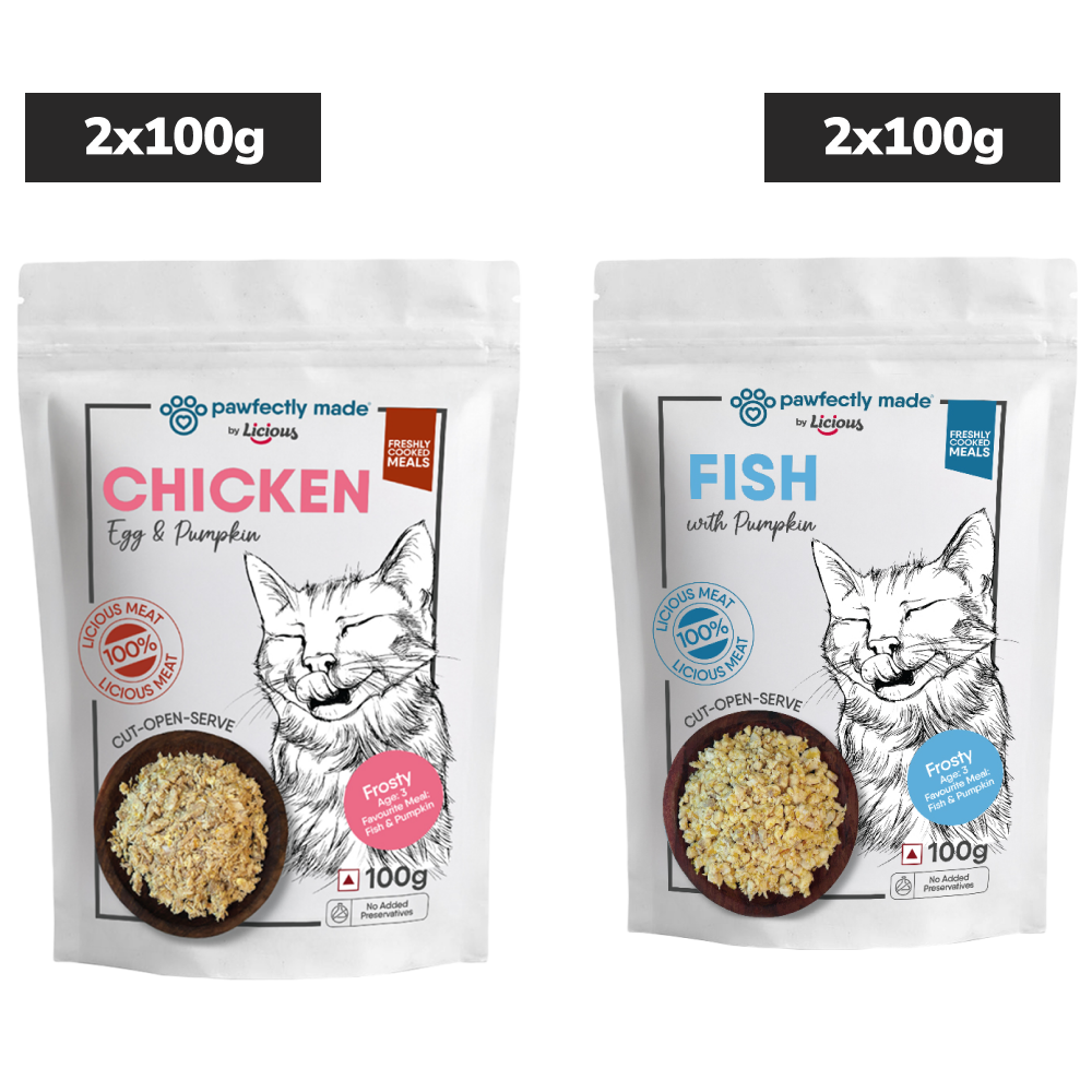 Pawfectly Made By Licious Fish & Pumpkin and Chicken Egg & Pumpkin Home Meal for Cats Combo