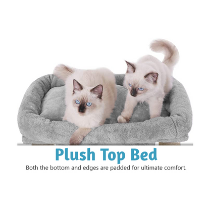 Furrlovers Cat & Kitten Scratching Post Activity Tree with Plush Fur, Jute Rope & Detachable Bed (Grey)