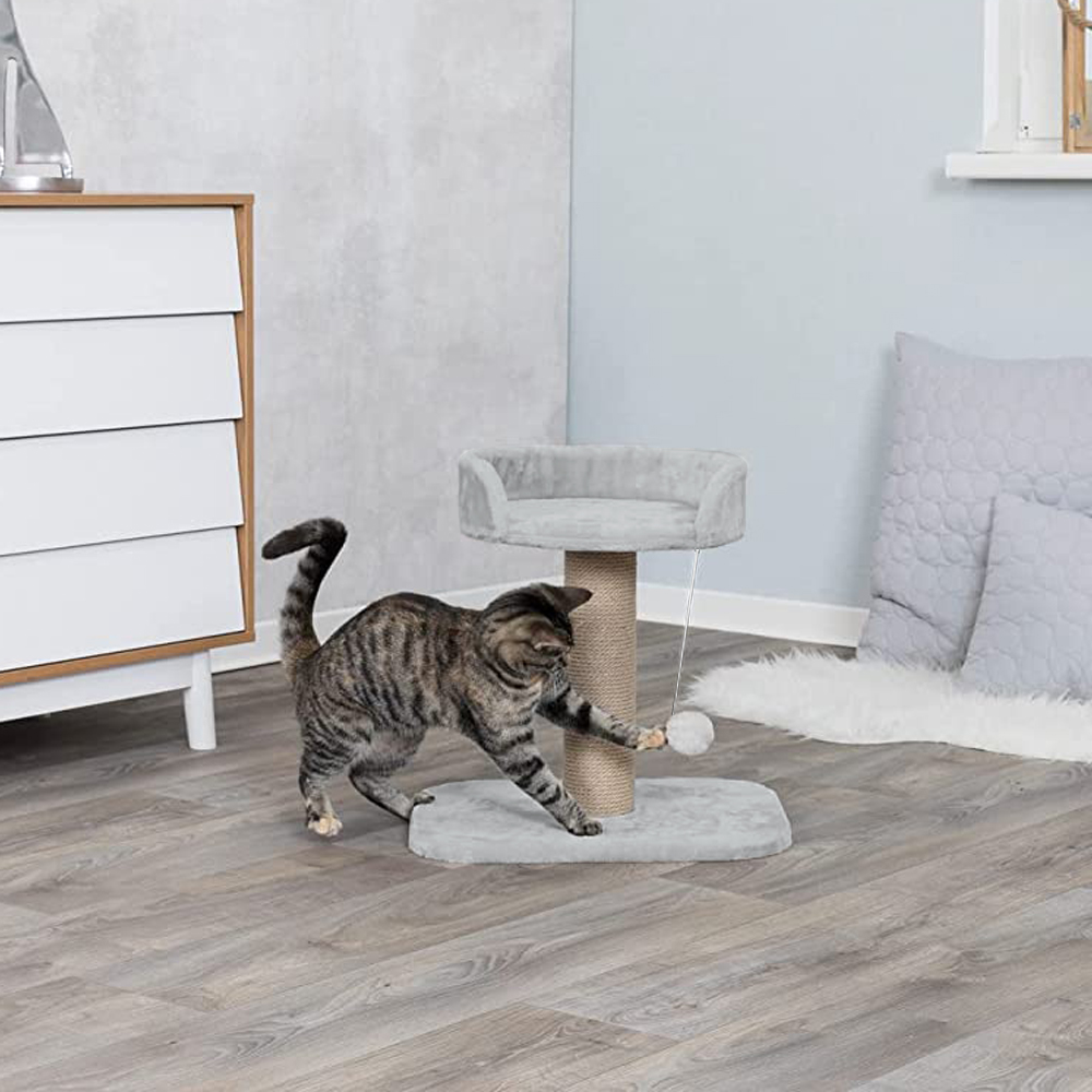 Furrlovers Jute Scratching Posts with Hanging Ball Activity Tree for Cats (Grey)