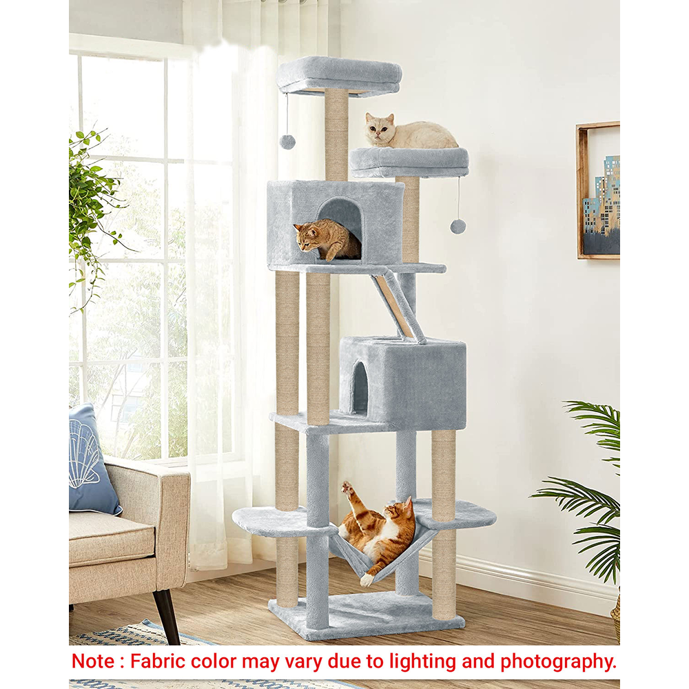 Furrlovers Multi Storey Cat Tree with Hammock, Condo & Sisal Scratching Posts (Grey)
