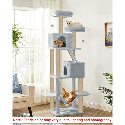 Furrlovers Multi Storey Cat Tree with Hammock, Condo & Sisal Scratching Posts (Grey)