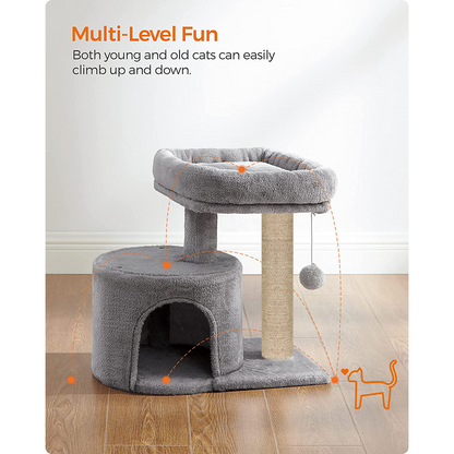 Furrlovers Tree with Scratching Post Condo and Toy Ball for Cats (Grey)