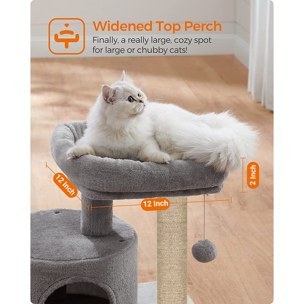 Furrlovers Tree with Scratching Post Condo and Toy Ball for Cats (Grey)
