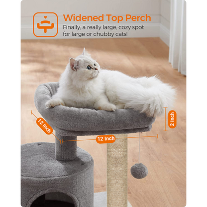 Furrlovers Tree with Scratching Post Condo and Toy Ball for Cats (Grey)