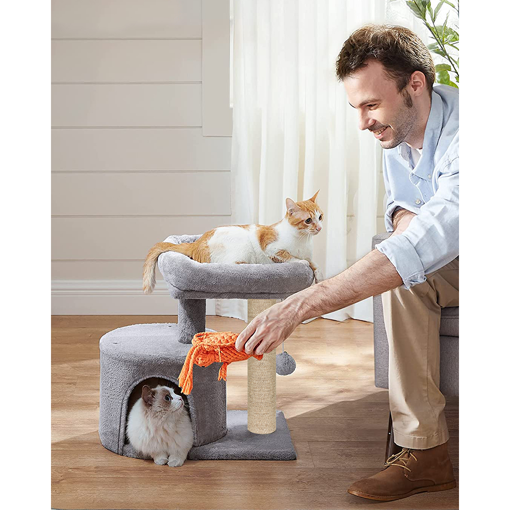 Furrlovers Tree with Scratching Post Condo and Toy Ball for Cats (Grey)
