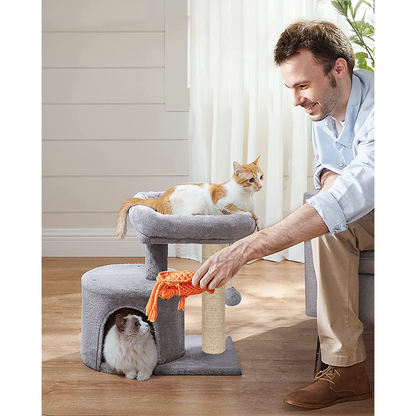 Furrlovers Tree with Scratching Post Condo and Toy Ball for Cats (Grey)
