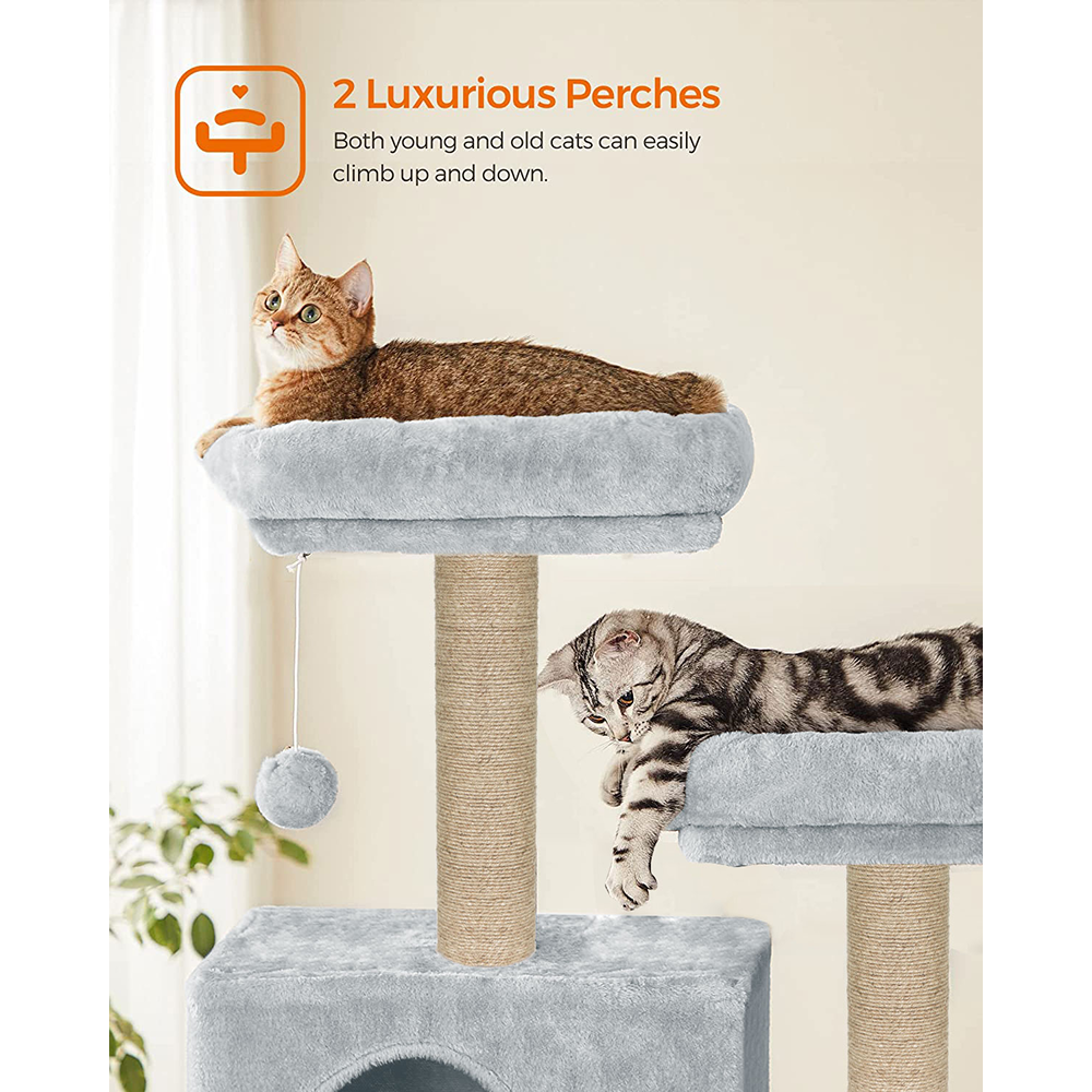 Furrlovers Multi Storey Cat Tree with Hammock, Condo & Sisal Scratching Posts (Grey)