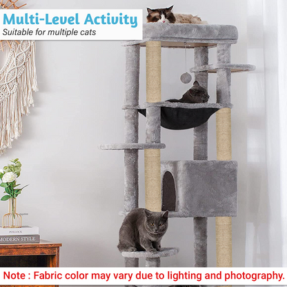 Furrlovers Multilevel Cat Climbing Tower with Top Bed and Multiple Seats (Grey)