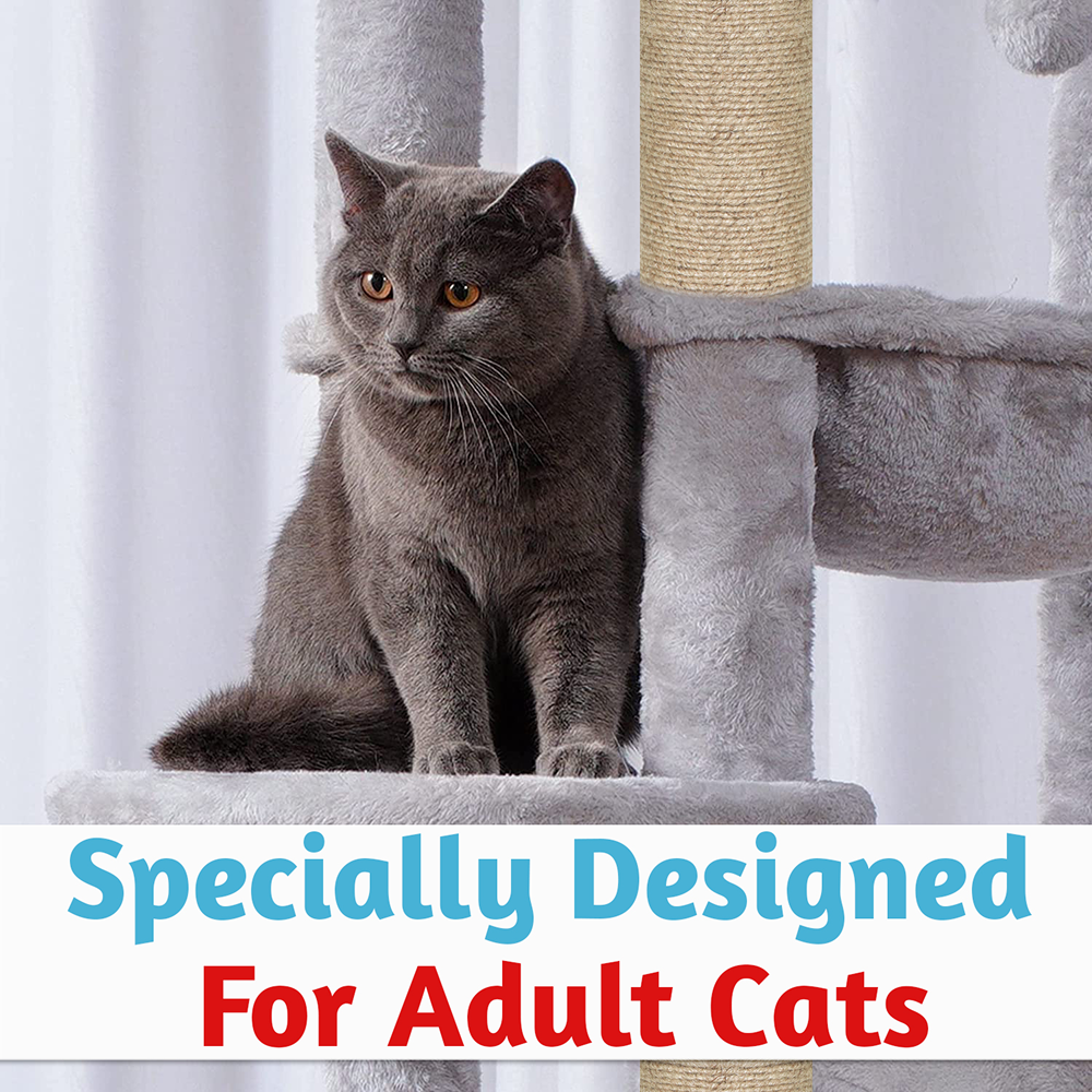 Furrlovers Multilevel Cat Climbing Tower with Top Bed and Multiple Seats (Grey)