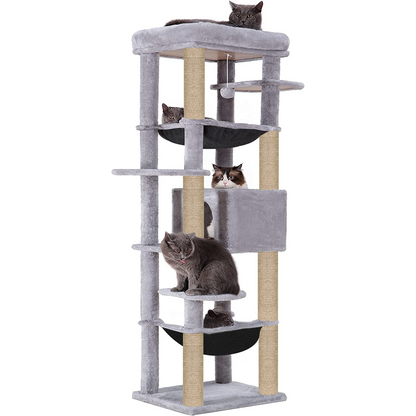 Furrlovers Multilevel Cat Climbing Tower with Top Bed and Multiple Seats (Grey)