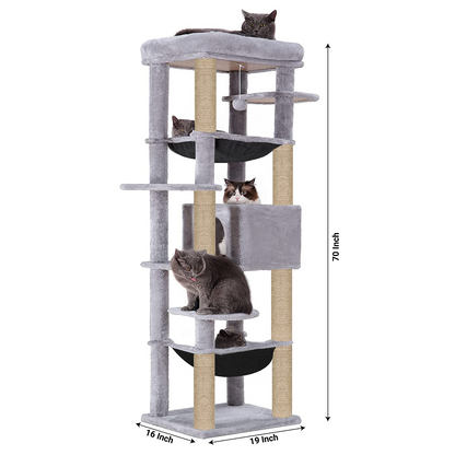 Furrlovers Multilevel Cat Climbing Tower with Top Bed and Multiple Seats (Grey)
