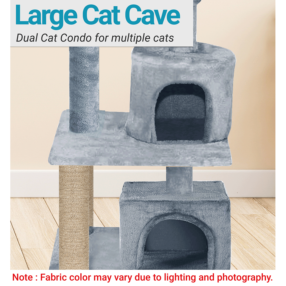 Furrlovers Activity Kitten Tree with Fur Fabric Condo Top Perch and Jute Rope Posts (Grey)