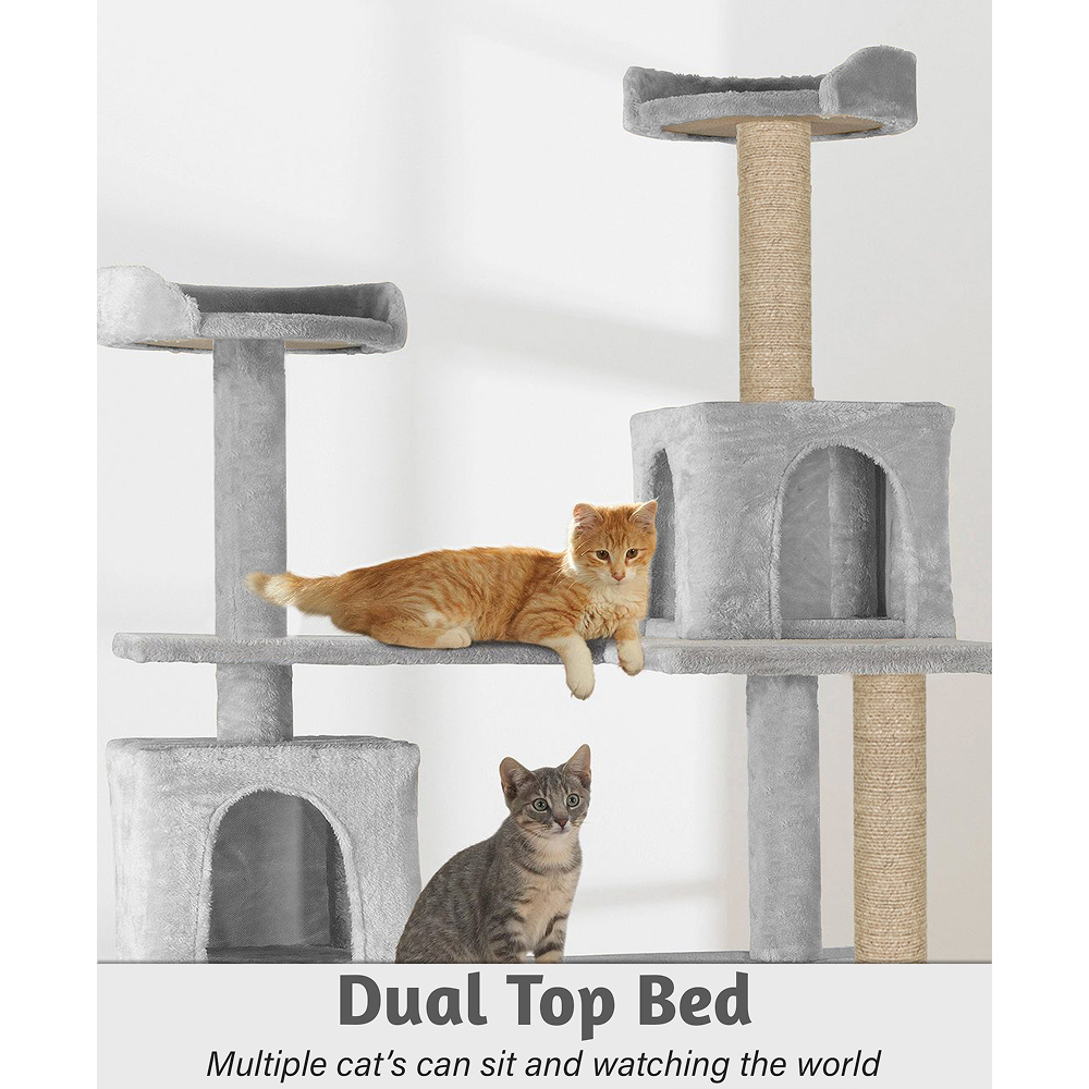 Furrlovers Multilevel Cat Tree with Ladder, Tunnel & Jute Rope Scratching Posts (Grey)
