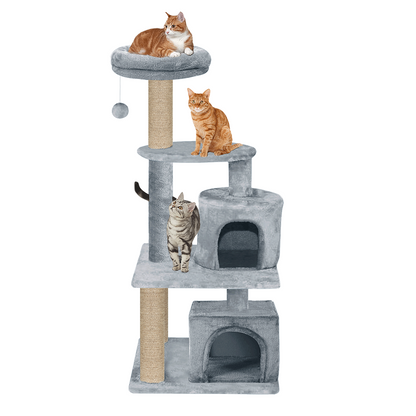 Furrlovers Activity Kitten Tree with Fur Fabric Condo Top Perch and Jute Rope Posts (Grey)