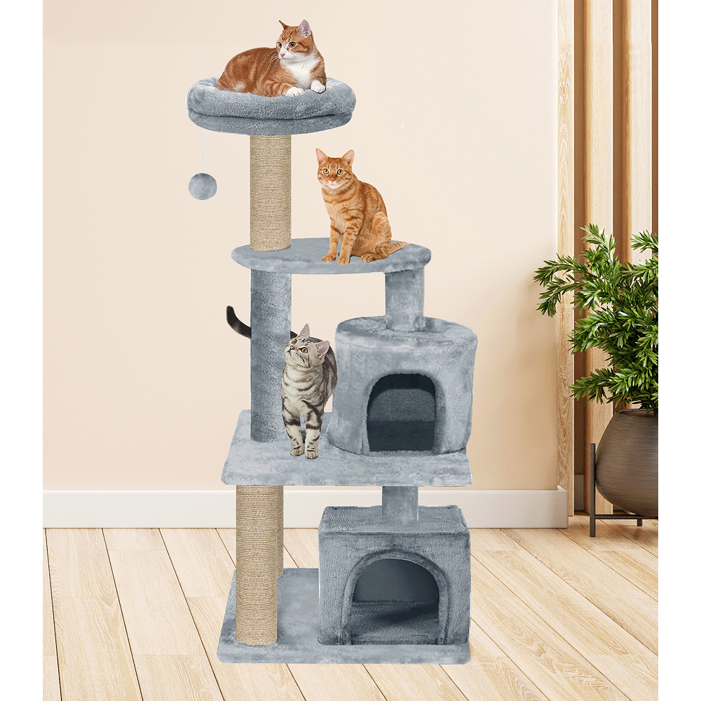 Furrlovers Activity Kitten Tree with Fur Fabric Condo Top Perch and Jute Rope Posts (Grey)