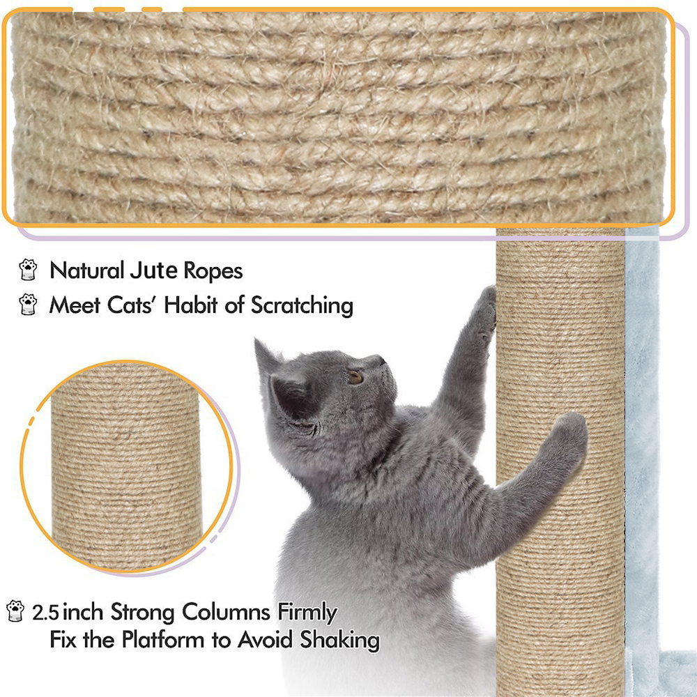 Furrlovers Activity Kitten Tree with Fur Fabric Condo Top Perch and Jute Rope Posts (Grey)