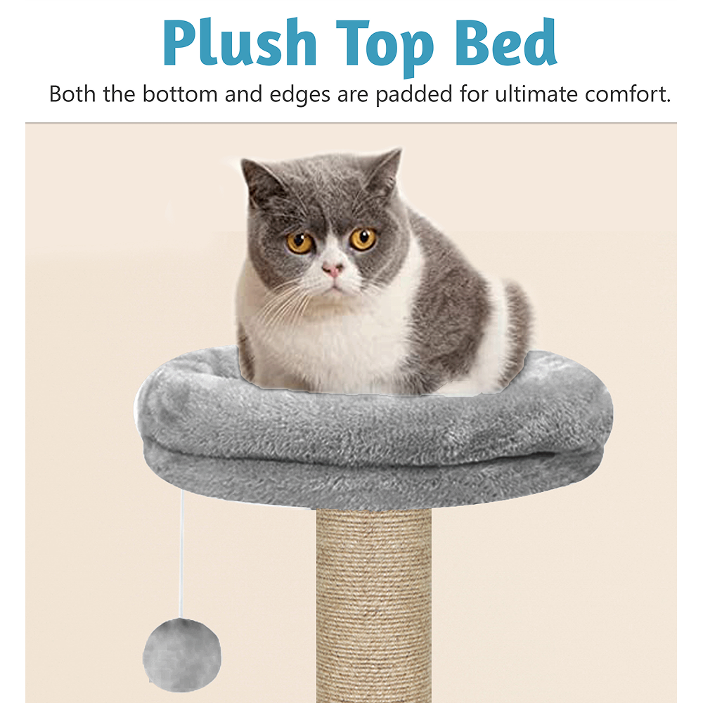 Furrlovers Activity Kitten Tree with Fur Fabric Condo Top Perch and Jute Rope Posts (Grey)